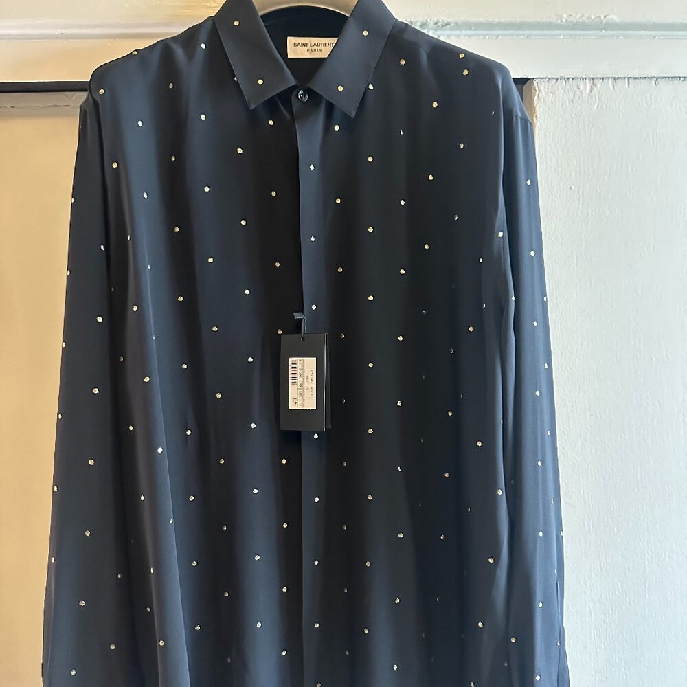 Men's Saint Laurent Black & Gold Shirt.